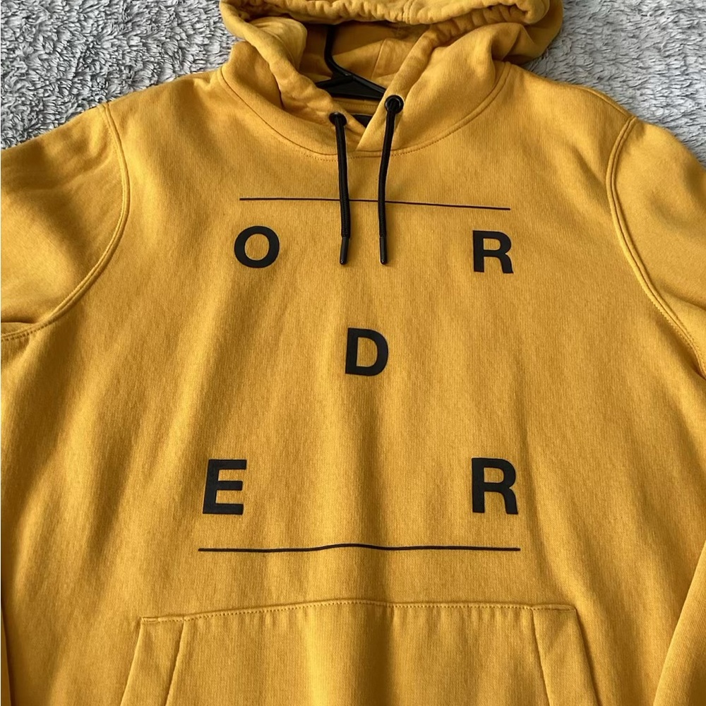 H&M Mustard Hoodie with Black Lettering